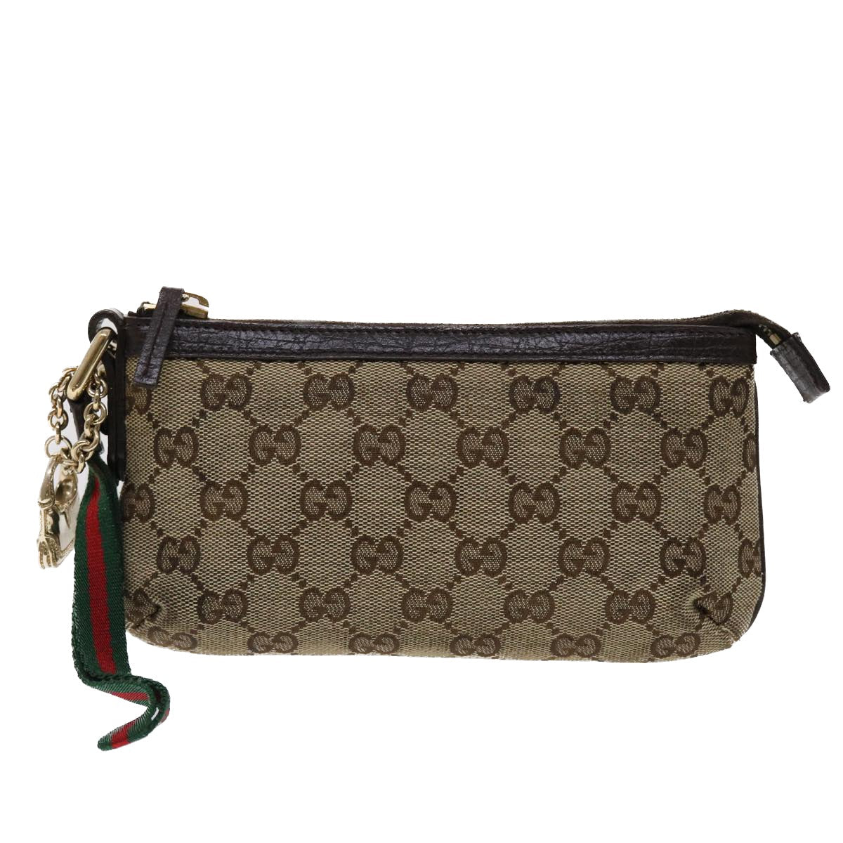 GUCCI GG Canvas Web Sherry Line Pouch Leather Beige Red Green 152507 ac1975
