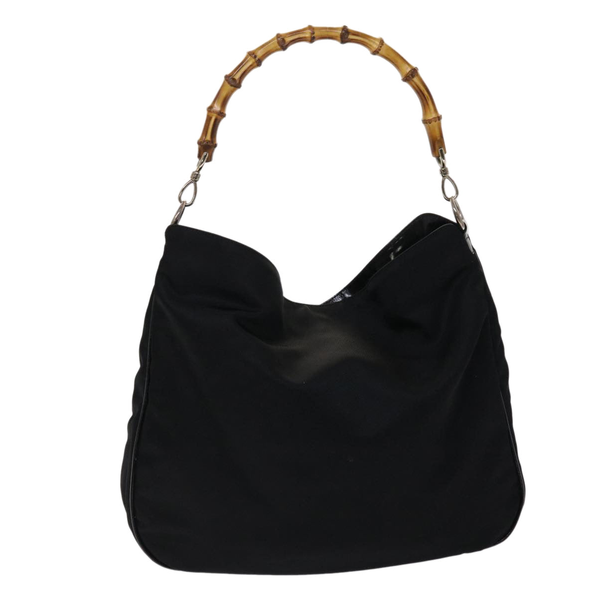 GUCCI Bamboo Shoulder Bag Nylon Black 001•1998•1577 ac1978