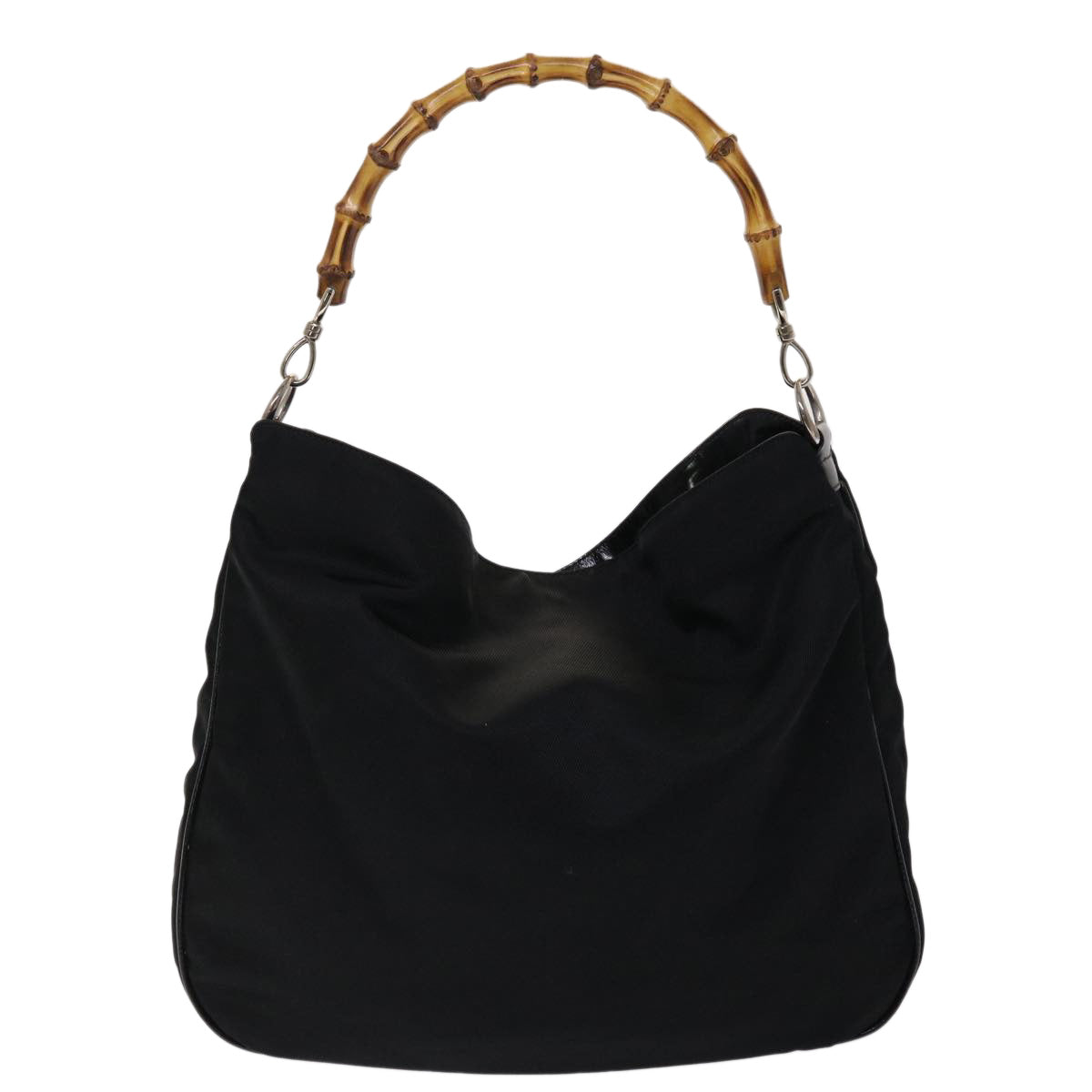 GUCCI Bamboo Shoulder Bag Nylon Black 001•1998•1577 ac1978