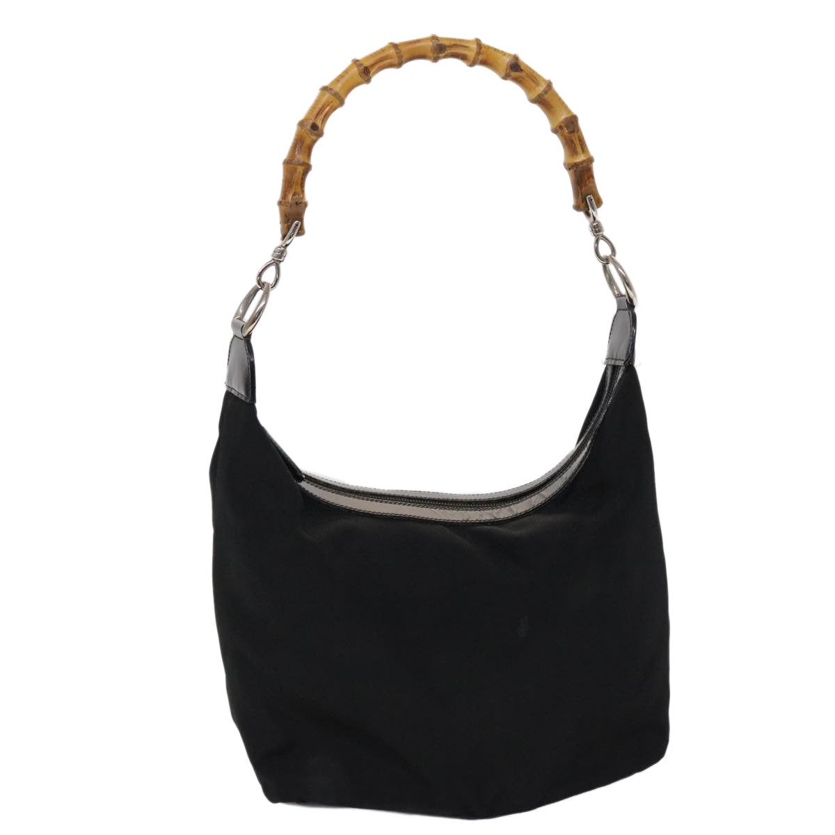 GUCCI Bamboo Shoulder Bag Nylon Black 000•2214•053 ac1979