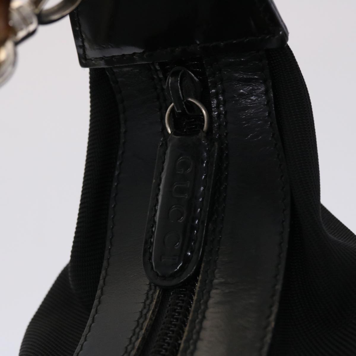 GUCCI Bamboo Shoulder Bag Nylon Black 000•2214•053 ac1979