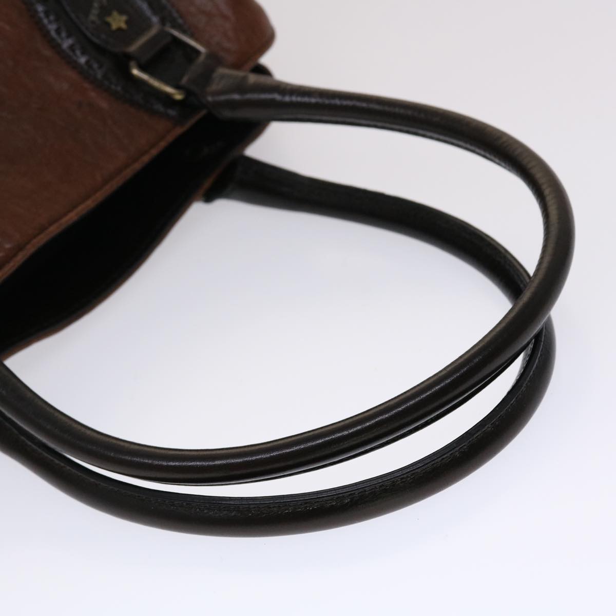 FENDI Etnico Hand Bag Leather Brown ac1980