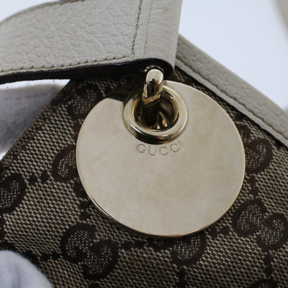 GUCCI GG Canvas Shoulder Bag Beige 120841 ac2002