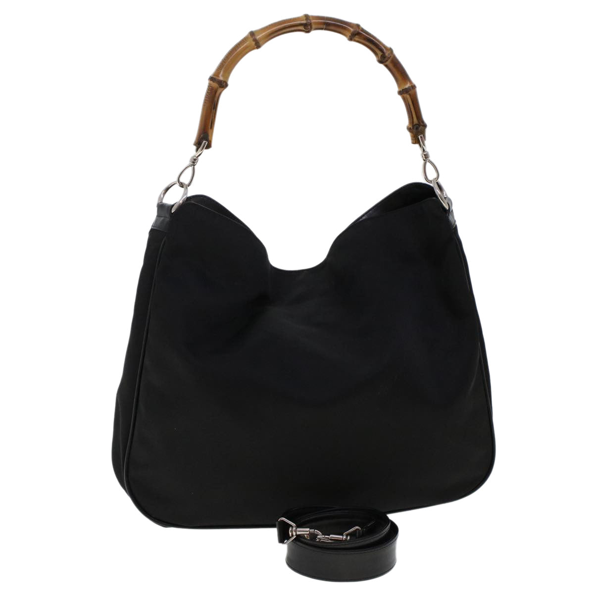 GUCCI Bamboo Shoulder Bag Nylon 2way Black 001•2852•1577•5 ac2021