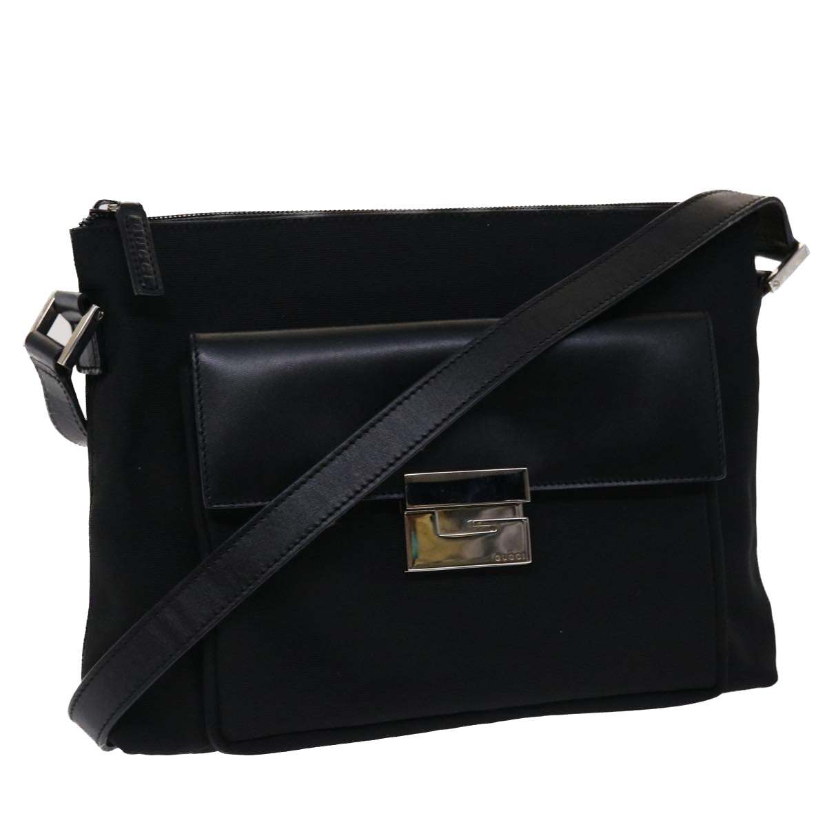 GUCCI Shoulder Bag Nylon Leather Black 002•2865•0504 ac2038