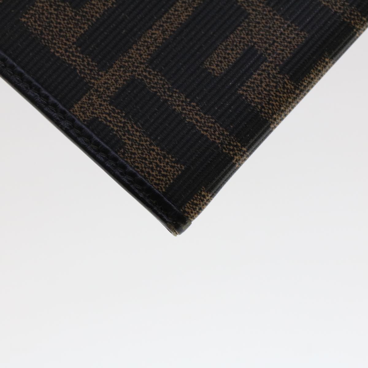 FENDI Zucca Canvas Pouch PVC Leather Black Brown ac2047