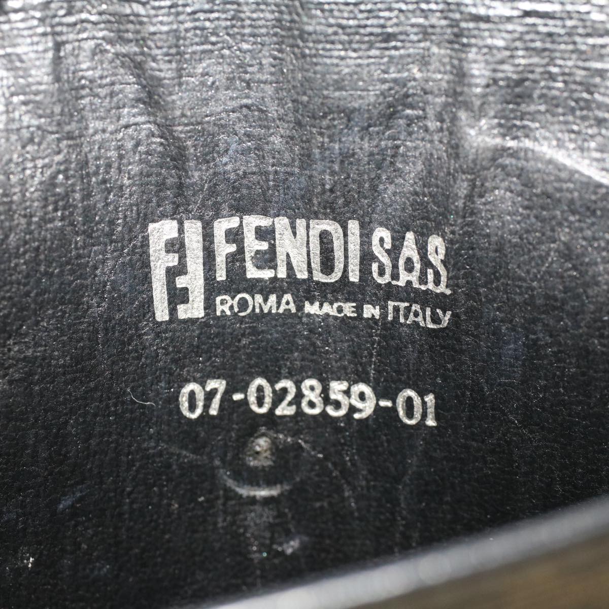FENDI Zucca Canvas Pouch PVC Leather Black Brown ac2047