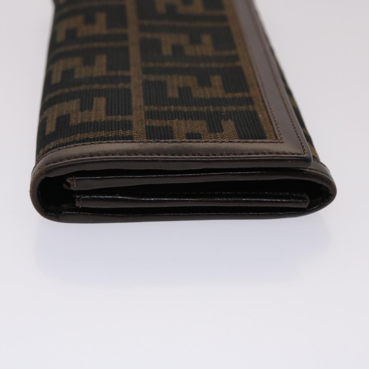FENDI Zucca Canvas Long Wallet Black Brown ac2048