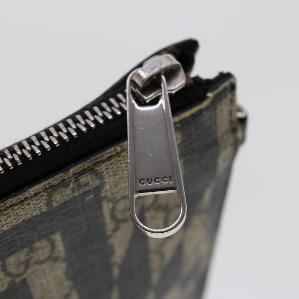 GUCCI GG Canvas Pouch PVC Leather Beige 411768 ac2055