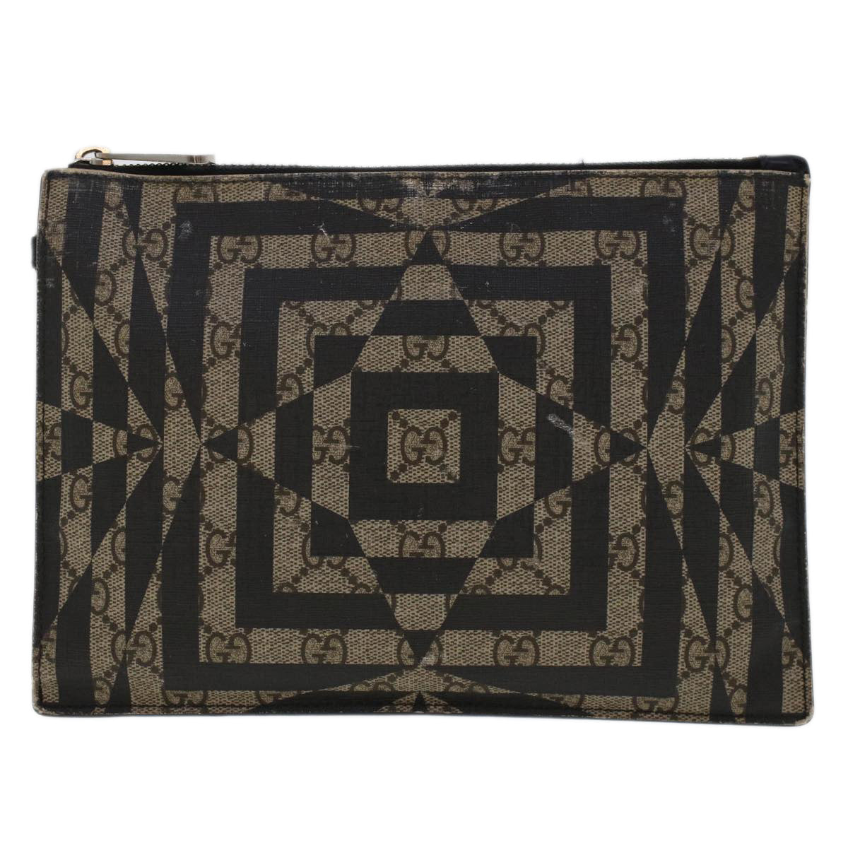 GUCCI GG Canvas Pouch PVC Leather Beige 411768 ac2055
