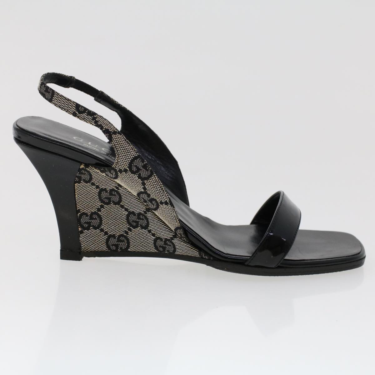 GUCCI GG Canvas High Heels 36.5 C Black ac2060