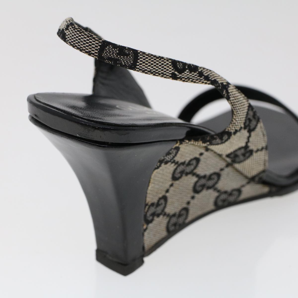 GUCCI GG Canvas High Heels 36.5 C Black ac2060