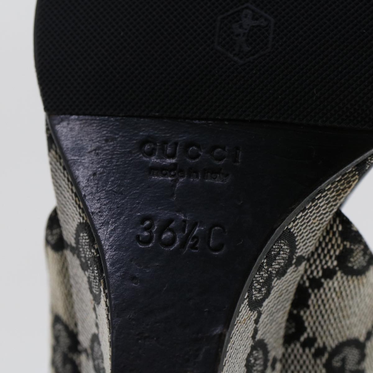 GUCCI GG Canvas High Heels 36.5 C Black ac2060