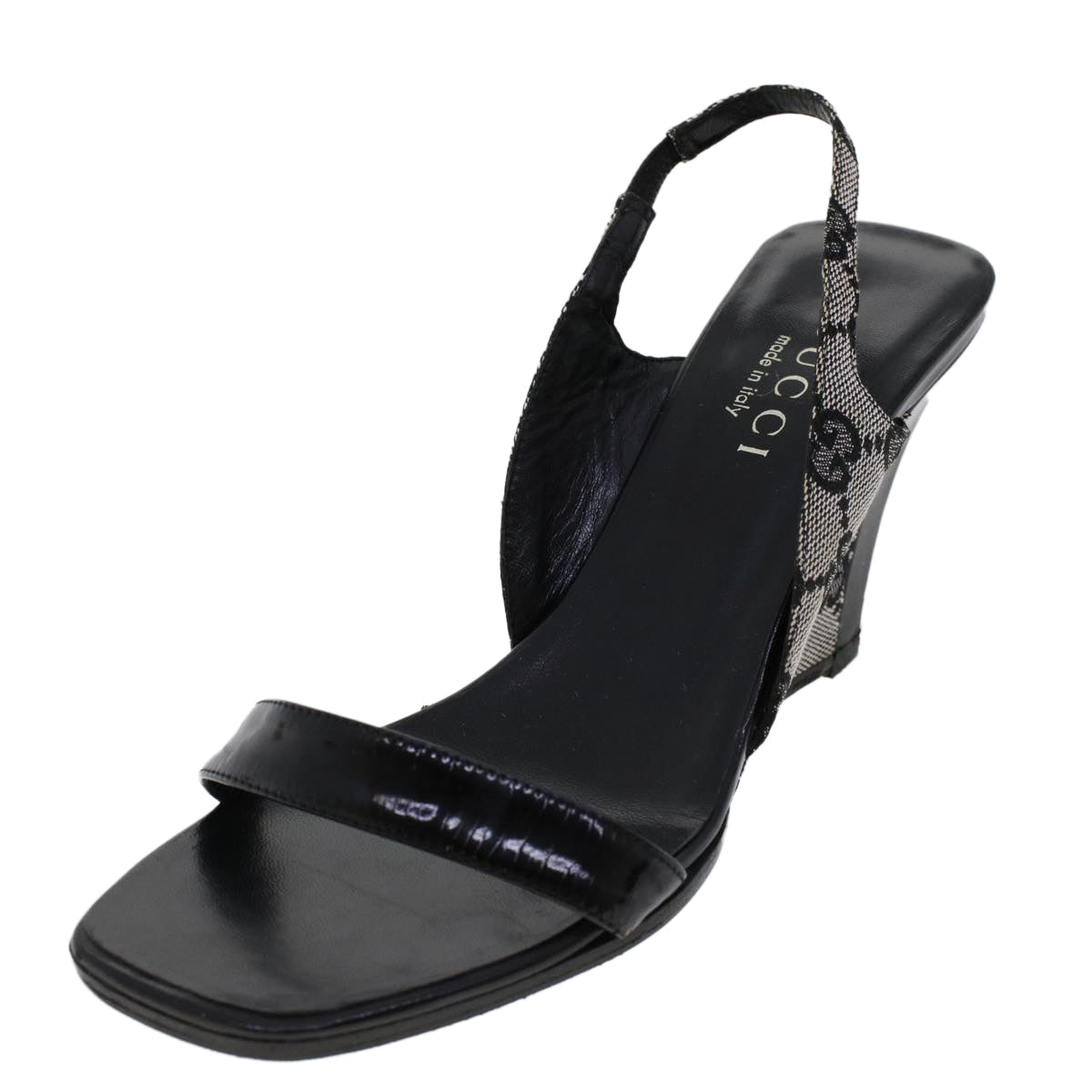 GUCCI GG Canvas High Heels 36.5 C Black ac2060