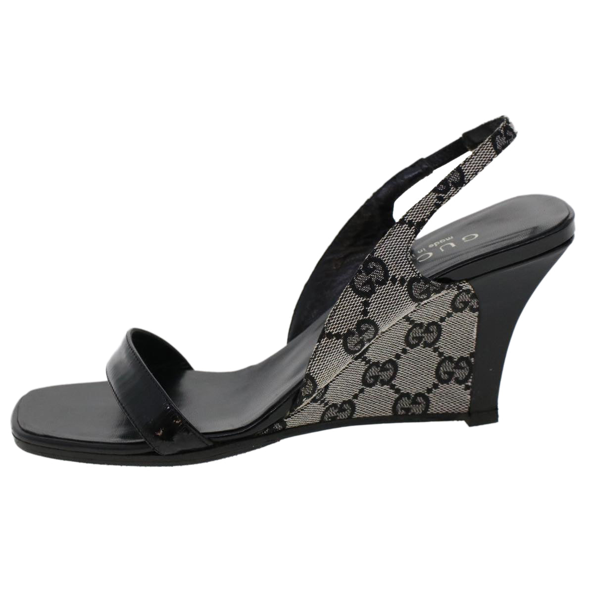 GUCCI GG Canvas High Heels 36.5 C Black ac2060