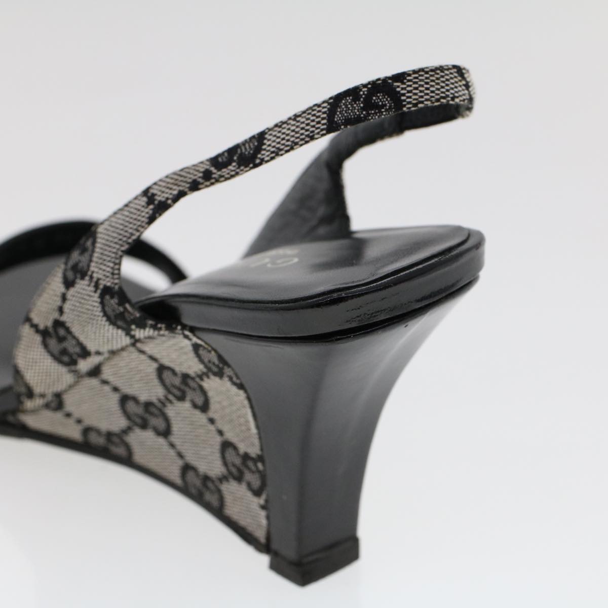 GUCCI GG Canvas High Heels 36.5 C Black ac2060