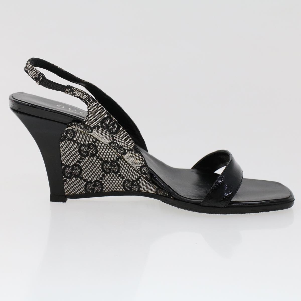 GUCCI GG Canvas High Heels 36.5 C Black ac2060