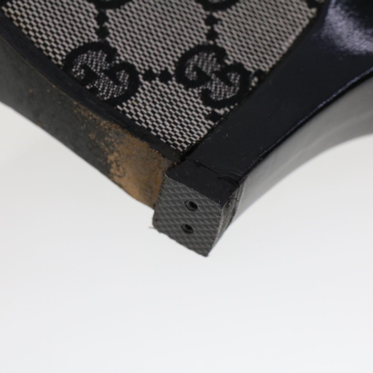 GUCCI GG Canvas High Heels 36.5 C Black ac2060