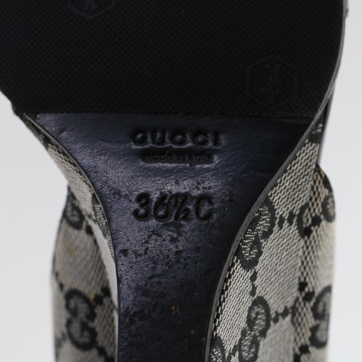 GUCCI GG Canvas High Heels 36.5 C Black ac2060