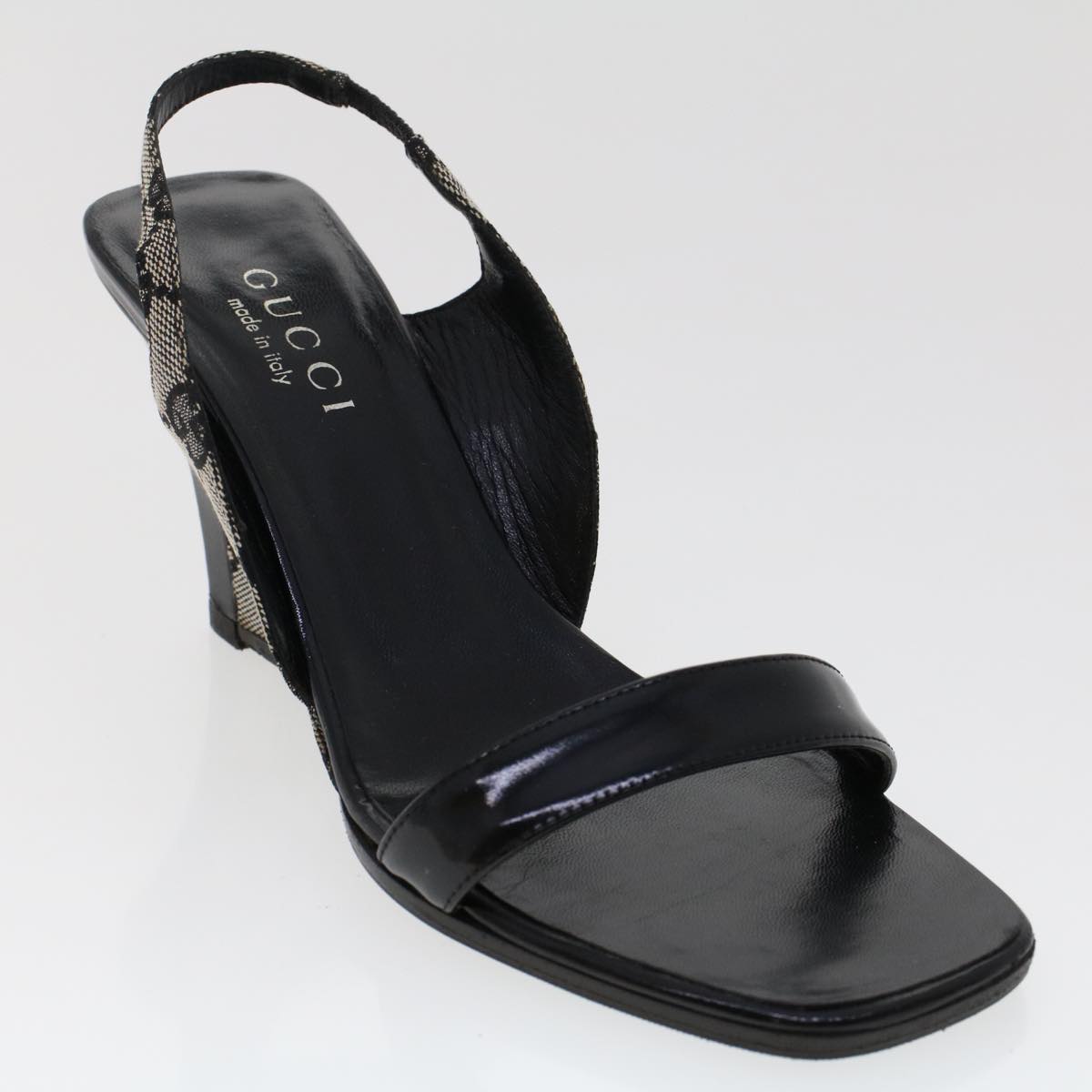 GUCCI GG Canvas High Heels 36.5 C Black ac2060