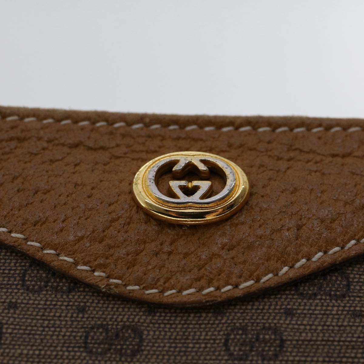 GUCCI Micro GG Canvas Pouch PVC Leather Beige ac2068