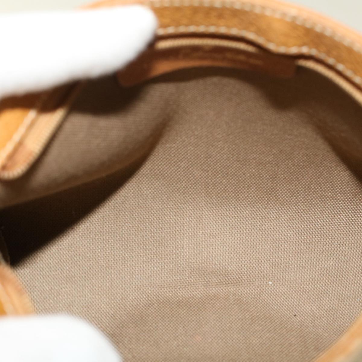 GUCCI Micro GG Canvas Pouch PVC Leather Beige ac2068