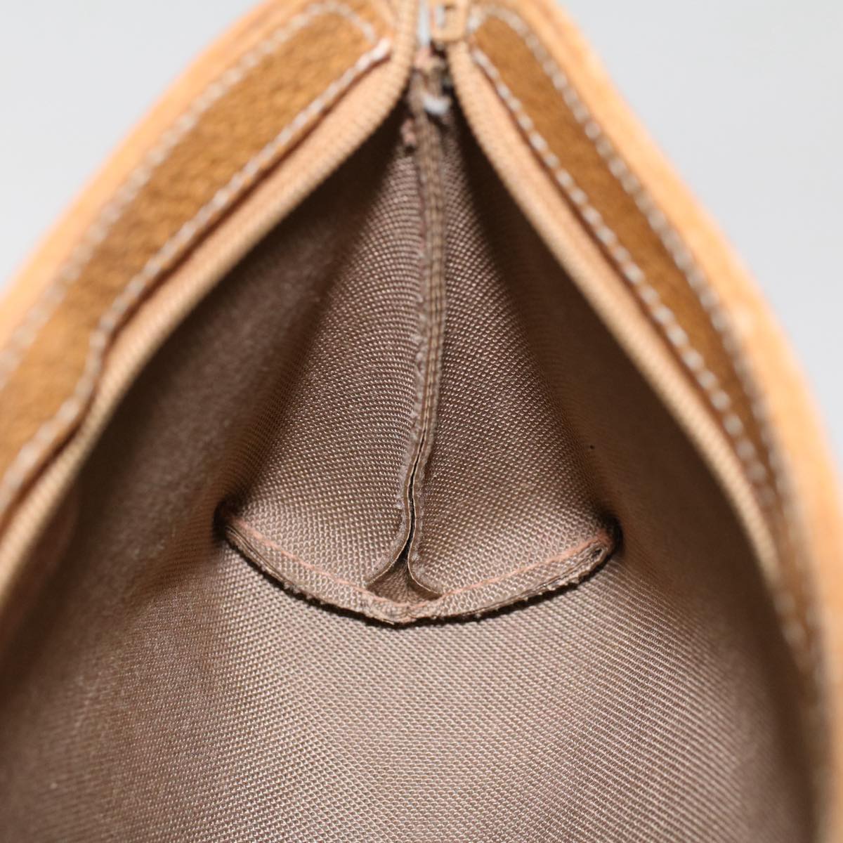 GUCCI Micro GG Canvas Pouch PVC Leather Beige ac2068