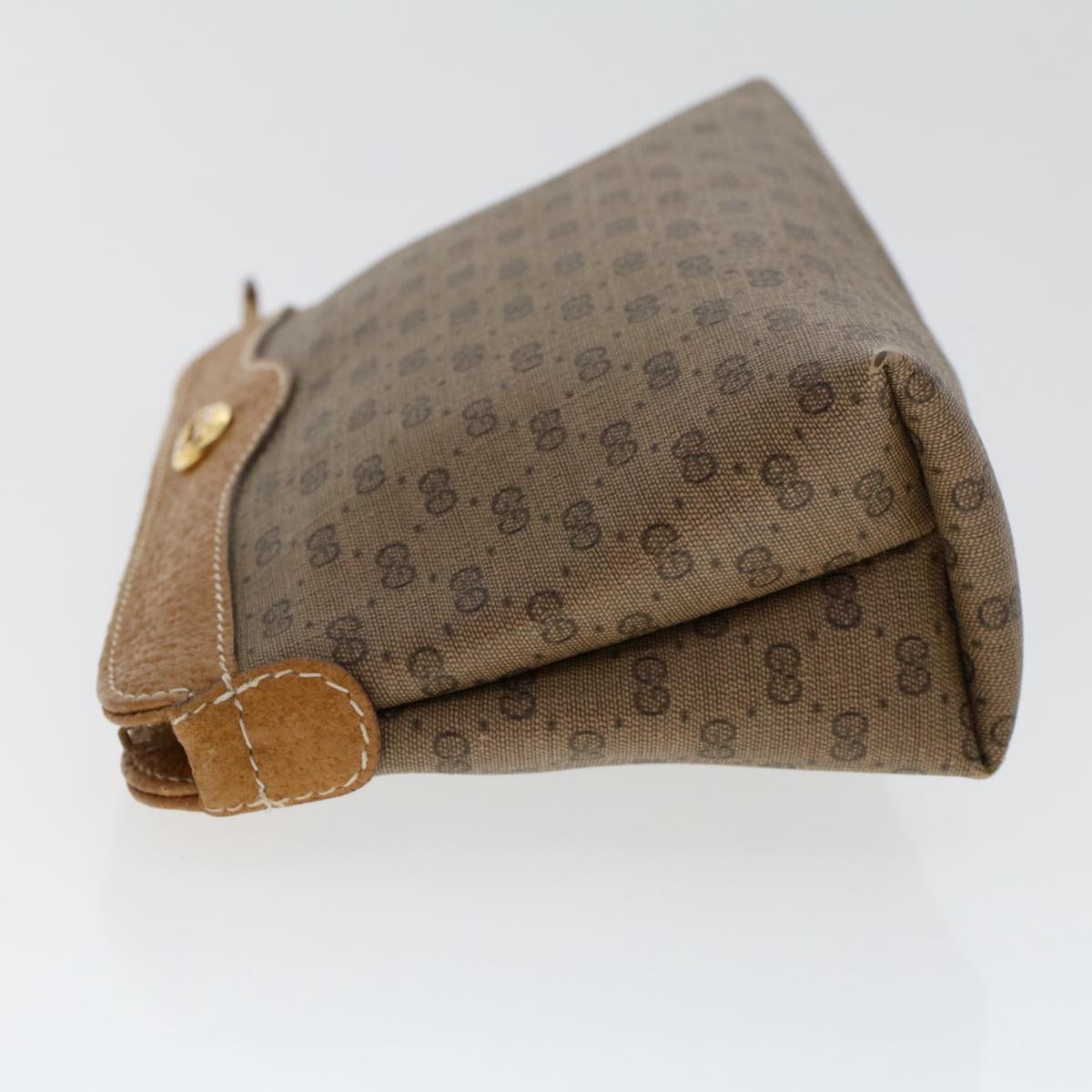 GUCCI Micro GG Canvas Pouch PVC Leather Beige ac2068