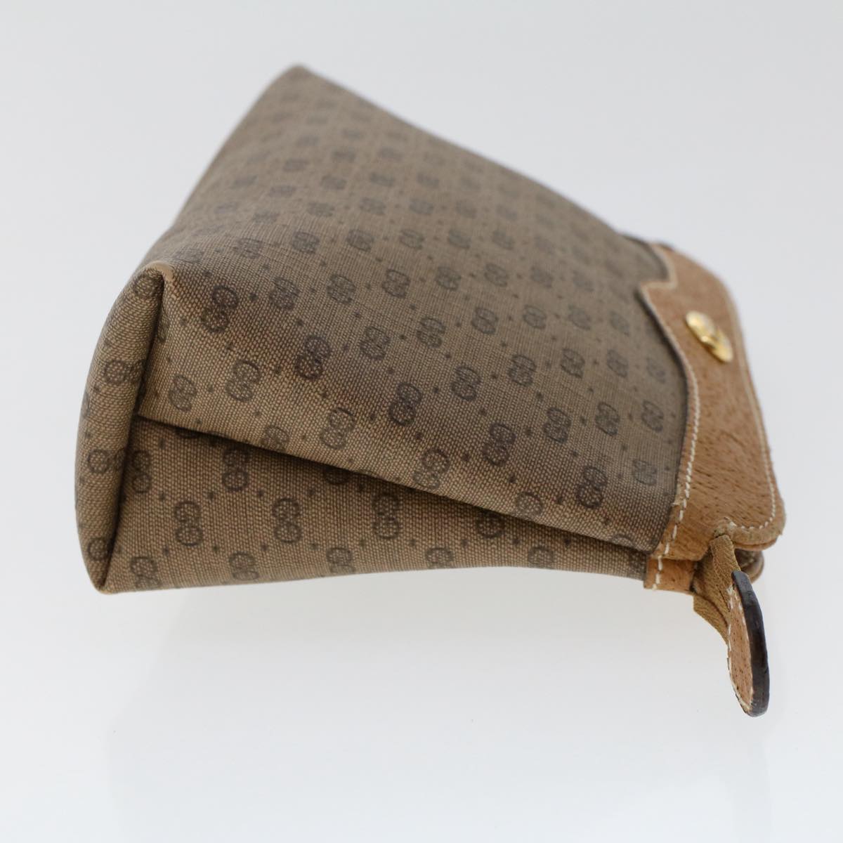 GUCCI Micro GG Canvas Pouch PVC Leather Beige ac2068