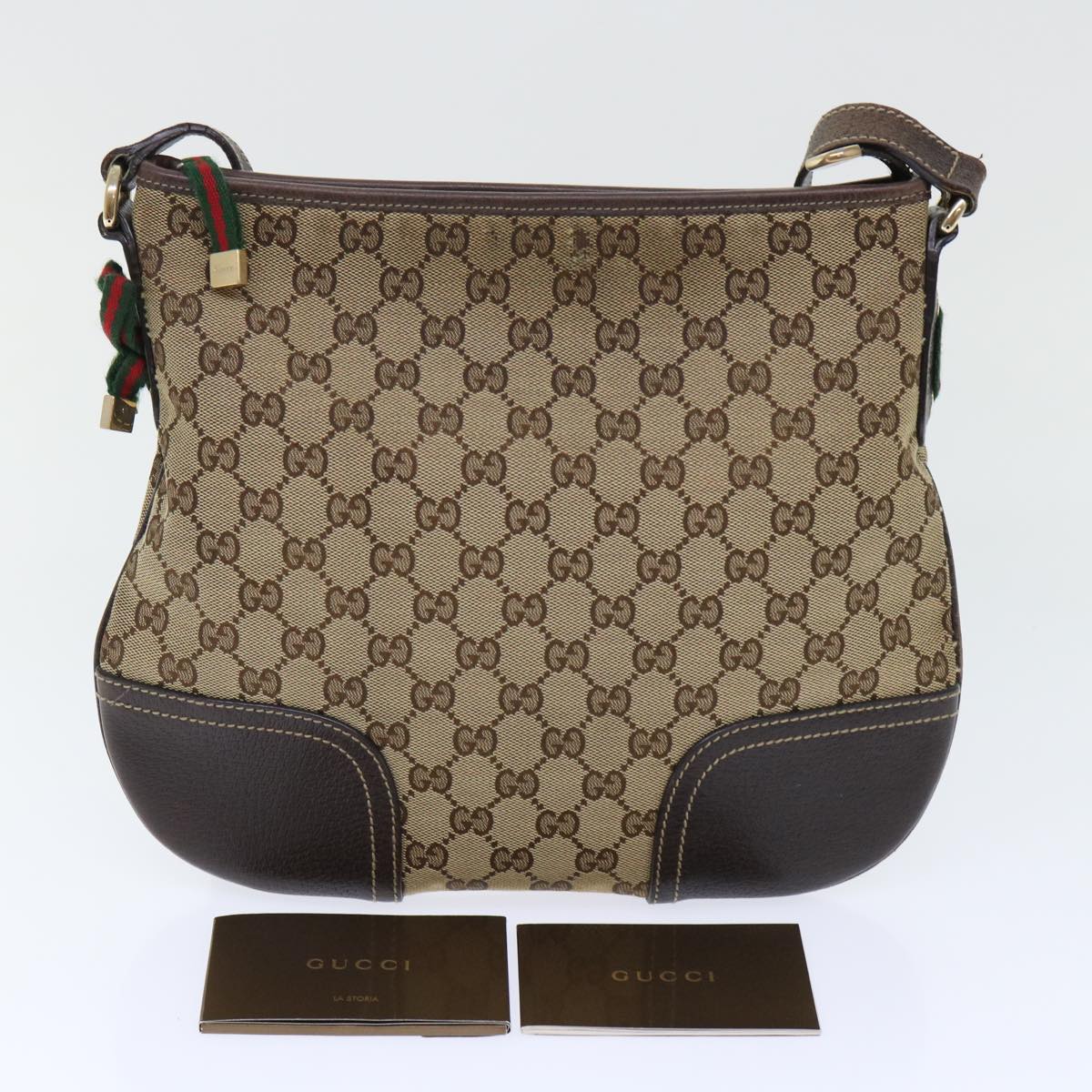 GUCCI GG Canvas Web Sherry Line Shoulder Bag Beige Red Green 204939 ac2072