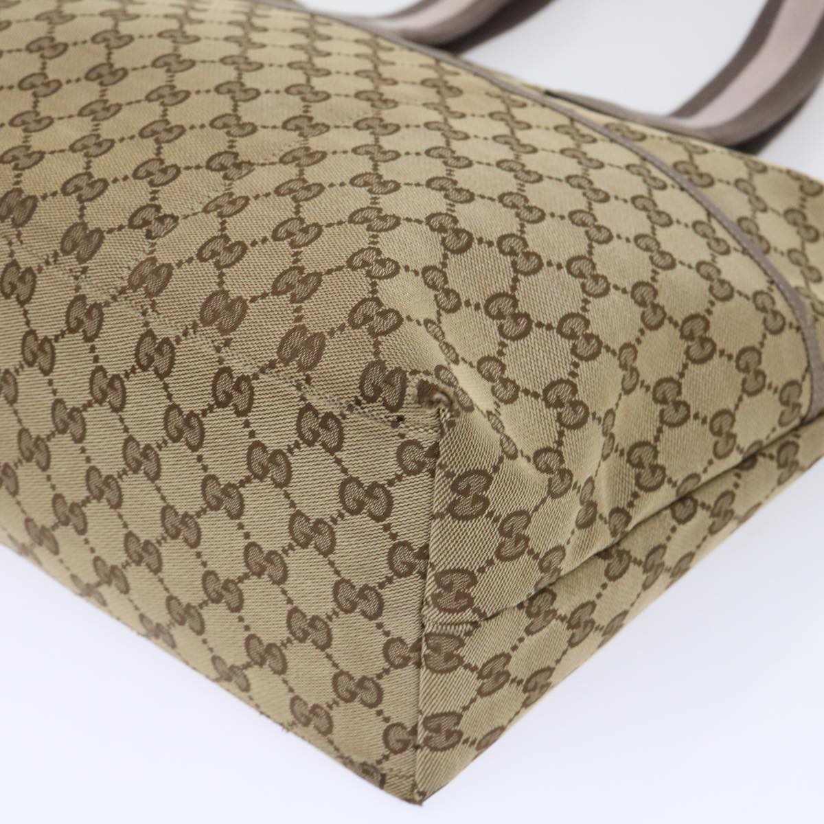 GUCCI GG Canvas Web Sherry Line Nylon Mat Hand Bag 2Set Beige Pink ac2073