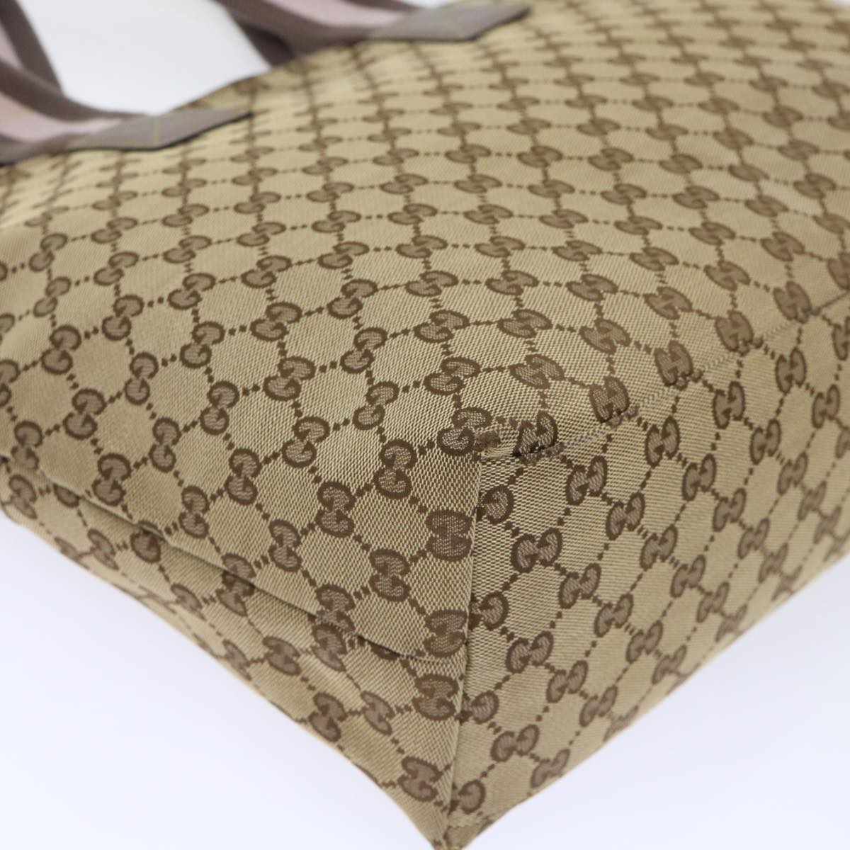 GUCCI GG Canvas Web Sherry Line Nylon Mat Hand Bag 2Set Beige Pink ac2073