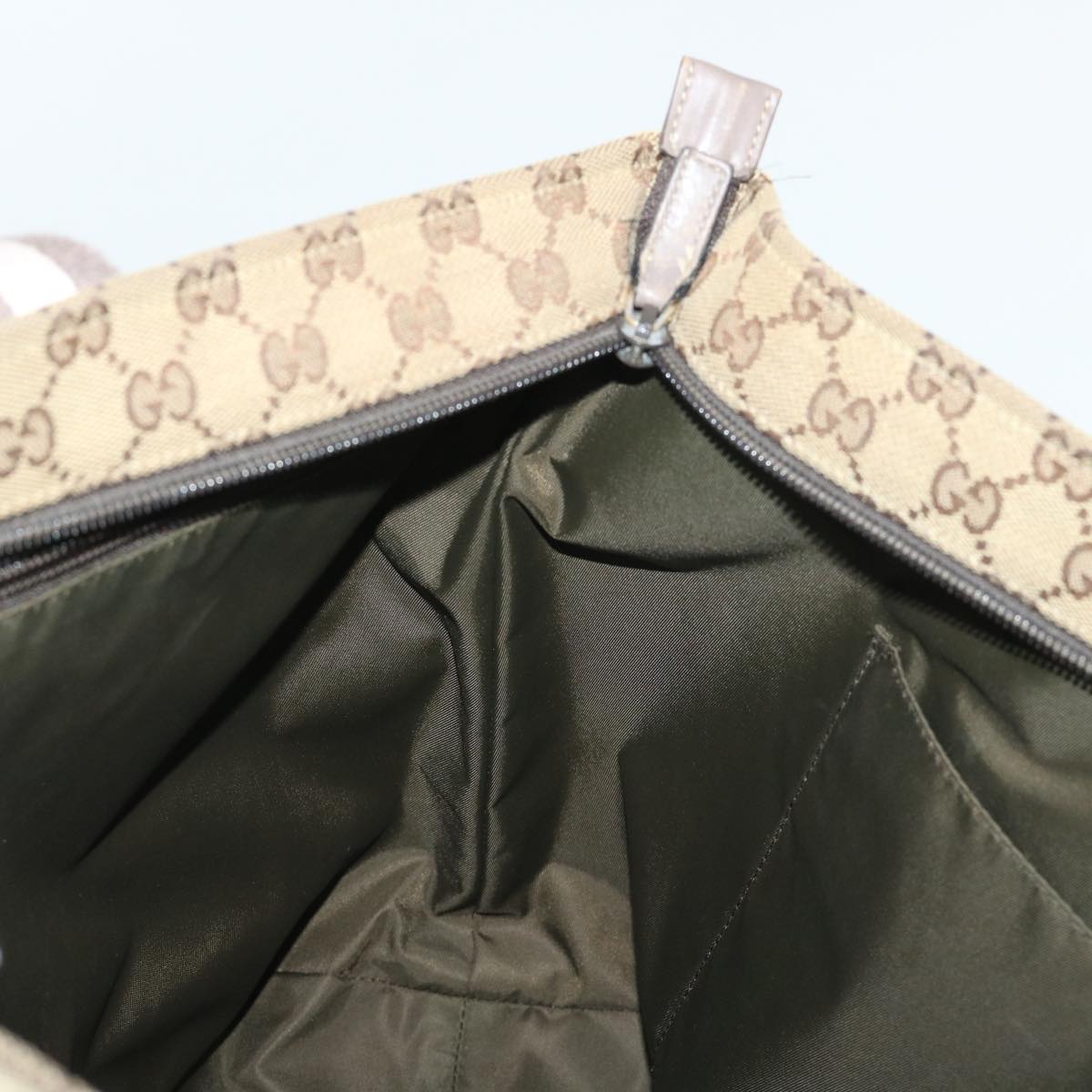 GUCCI GG Canvas Web Sherry Line Nylon Mat Hand Bag 2Set Beige Pink ac2073