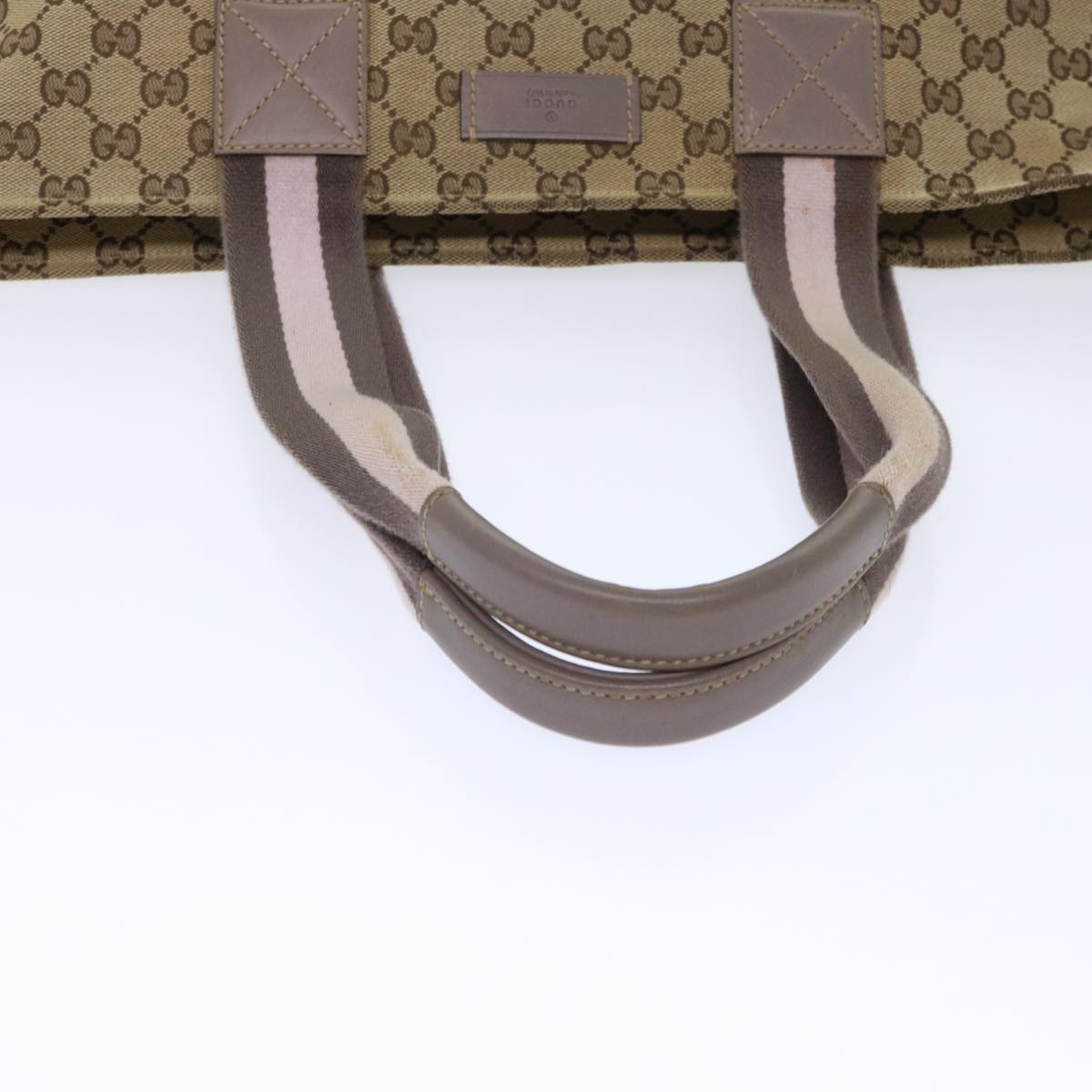 GUCCI GG Canvas Web Sherry Line Nylon Mat Hand Bag 2Set Beige Pink ac2073
