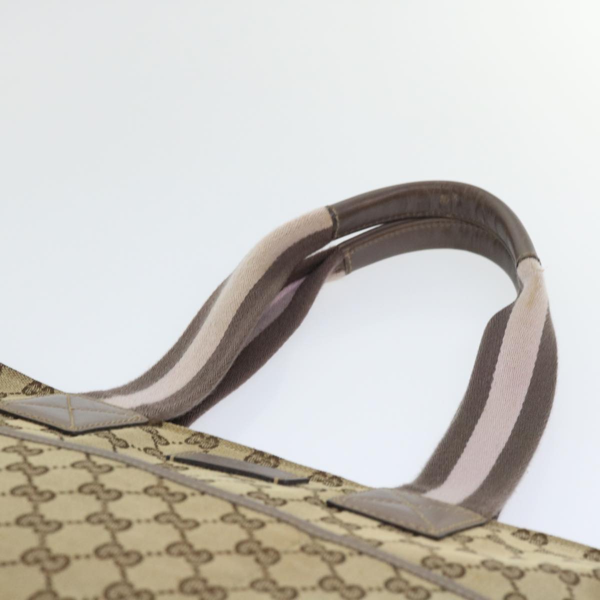 GUCCI GG Canvas Web Sherry Line Nylon Mat Hand Bag 2Set Beige Pink ac2073