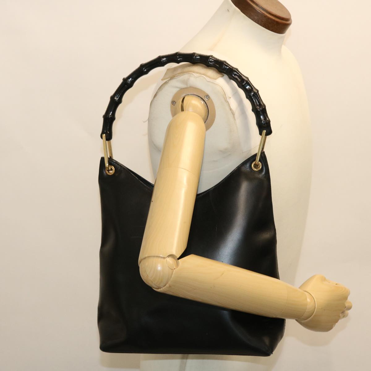 GUCCI Bamboo Shoulder Bag Leather Black 001.3007.001274 ac2080