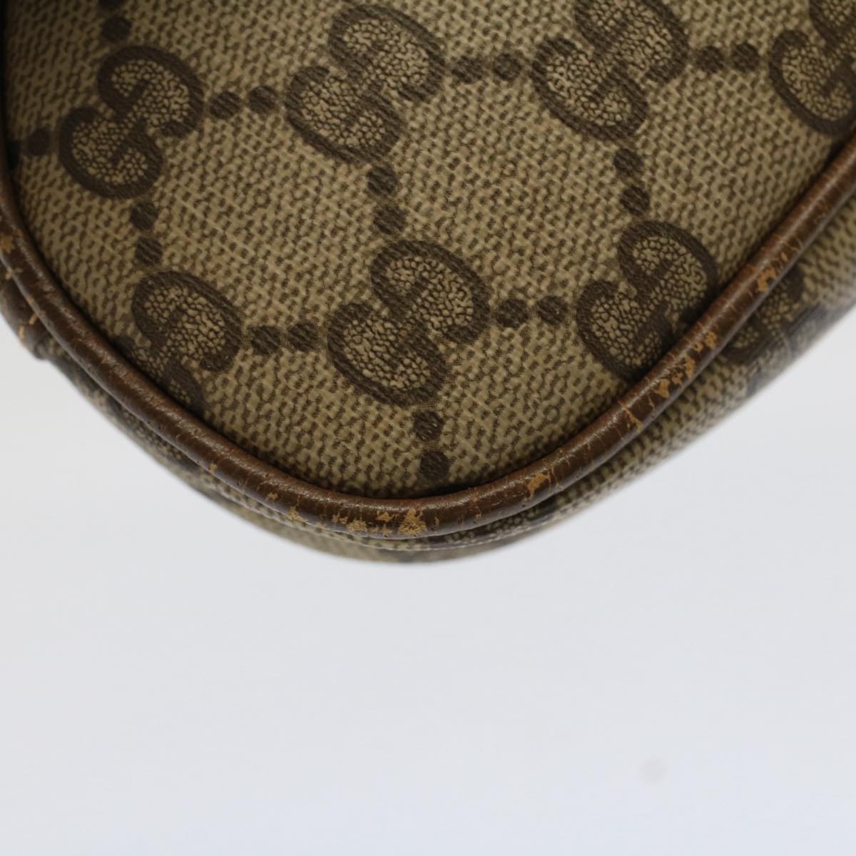 GUCCI GG Canvas Pouch PVC Leather Beige ac2099
