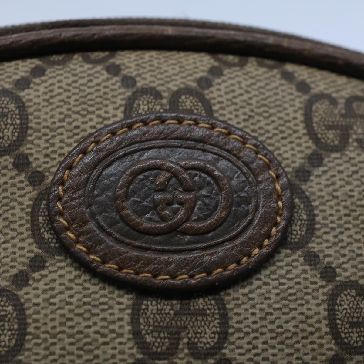 GUCCI GG Canvas Pouch PVC Leather Beige ac2099