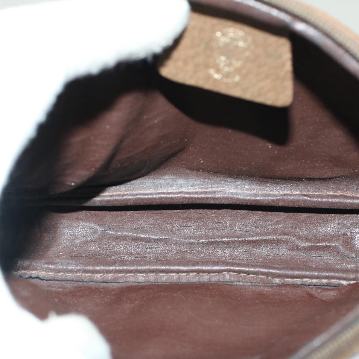GUCCI GG Canvas Pouch PVC Leather Beige ac2099