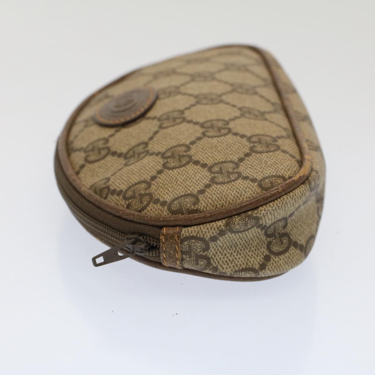 GUCCI GG Canvas Pouch PVC Leather Beige ac2099