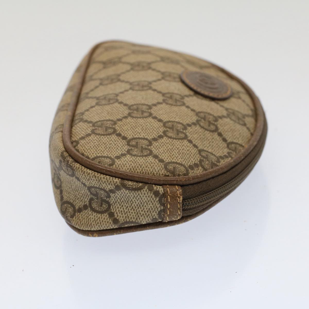 GUCCI GG Canvas Pouch PVC Leather Beige ac2099