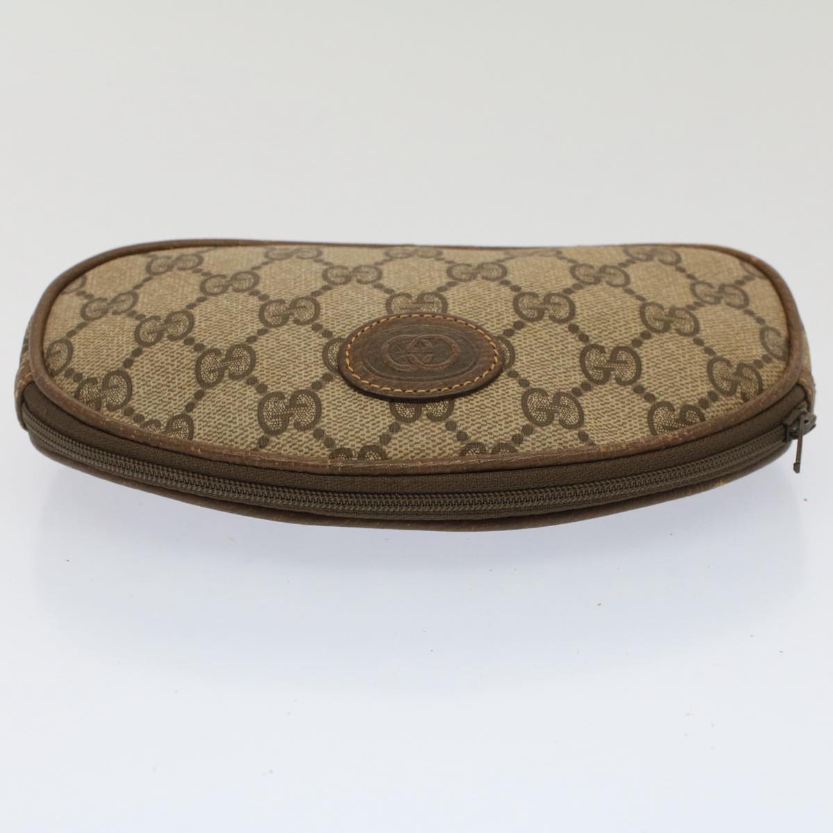 GUCCI GG Canvas Pouch PVC Leather Beige ac2099