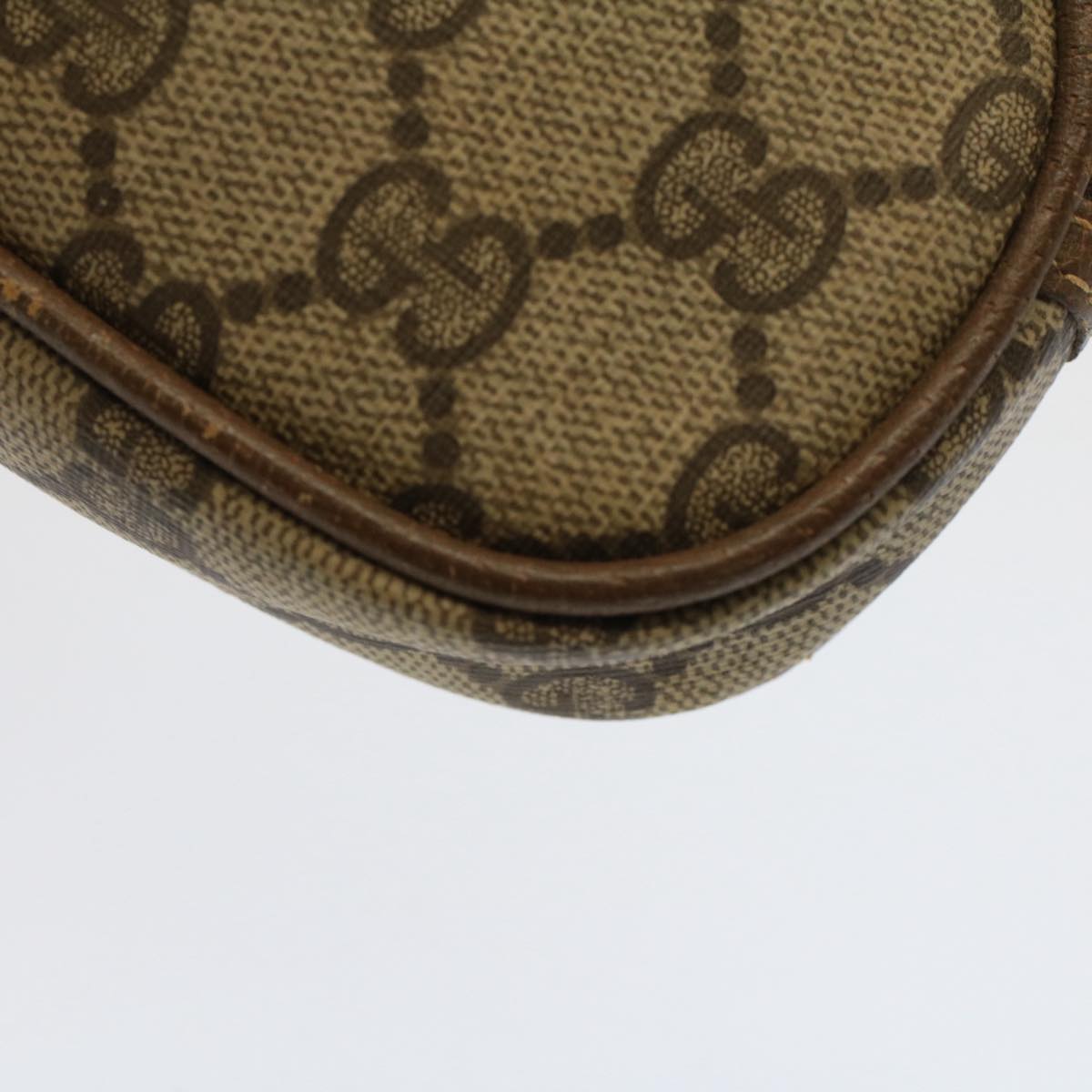 GUCCI GG Canvas Pouch PVC Leather Beige ac2099
