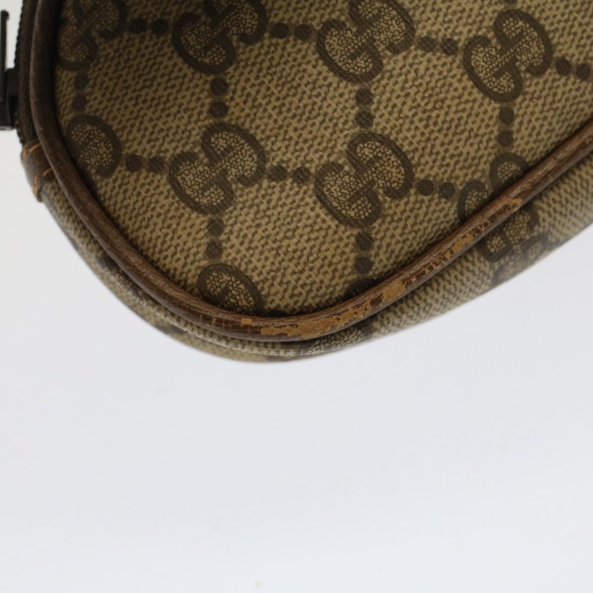 GUCCI GG Canvas Pouch PVC Leather Beige ac2099
