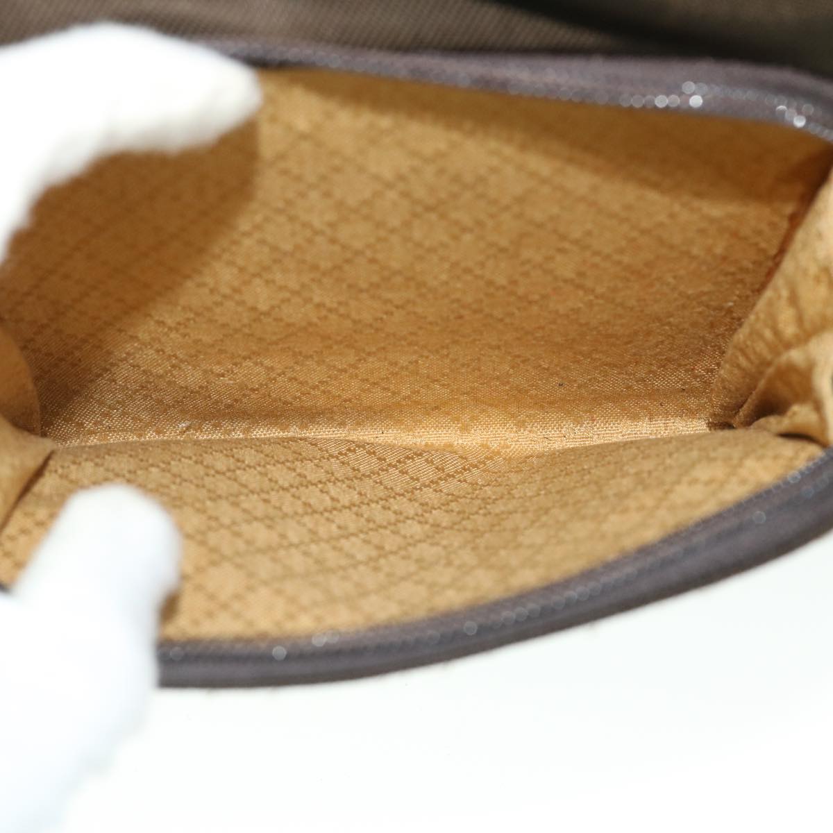 GUCCI Bamboo Shoulder Bag Nylon 2way Brown ac2125