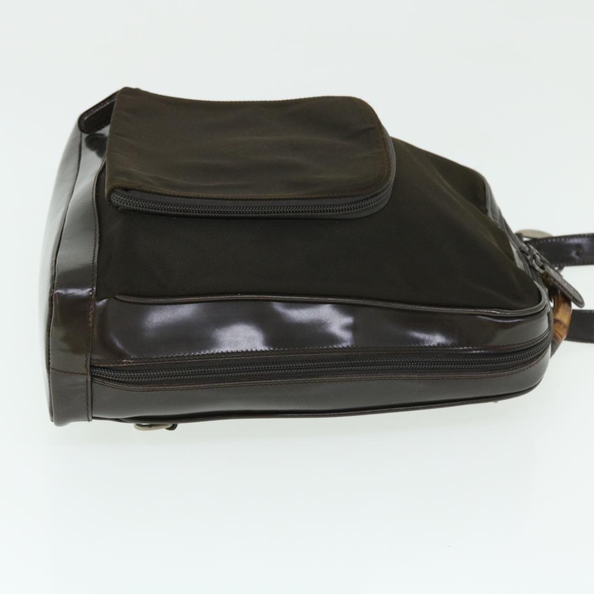 GUCCI Bamboo Shoulder Bag Nylon 2way Brown ac2125