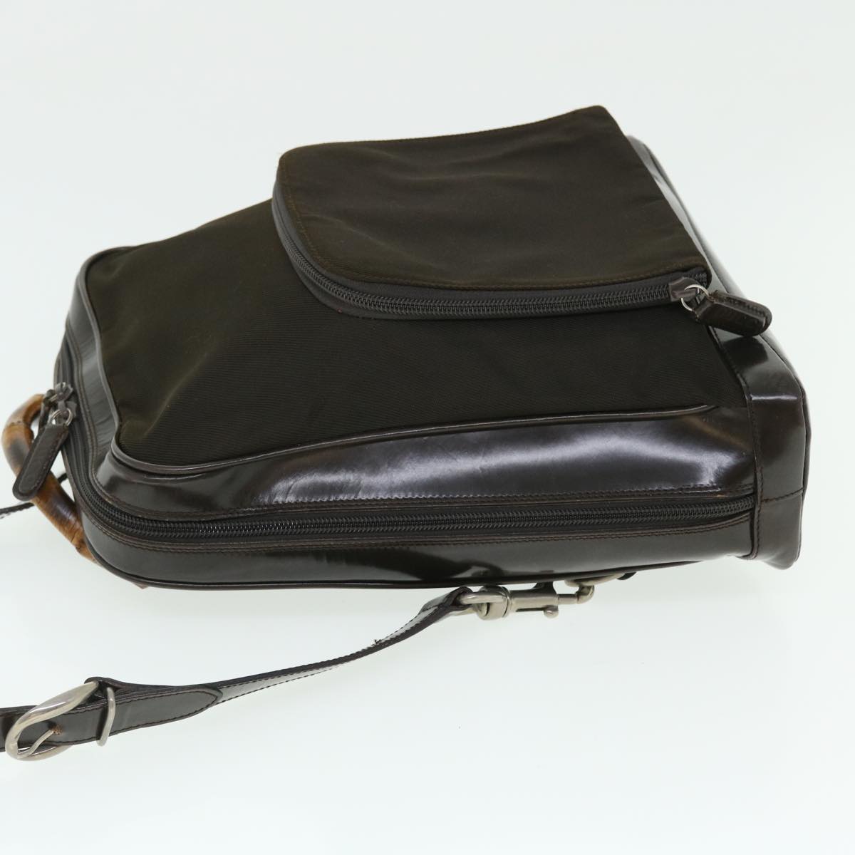 GUCCI Bamboo Shoulder Bag Nylon 2way Brown ac2125