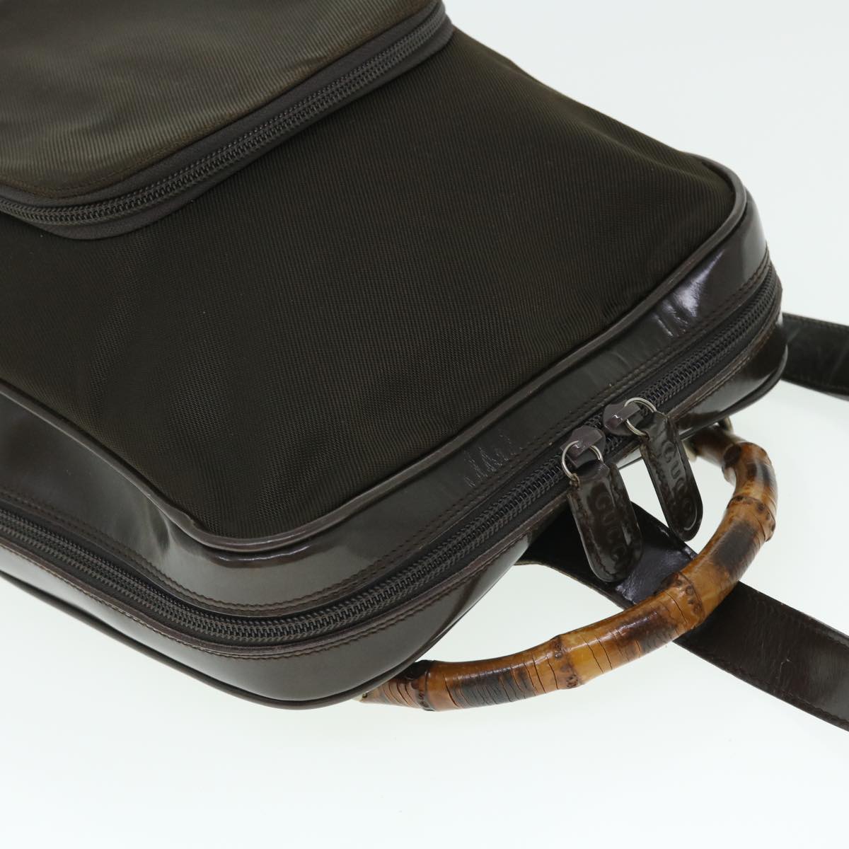 GUCCI Bamboo Shoulder Bag Nylon 2way Brown ac2125