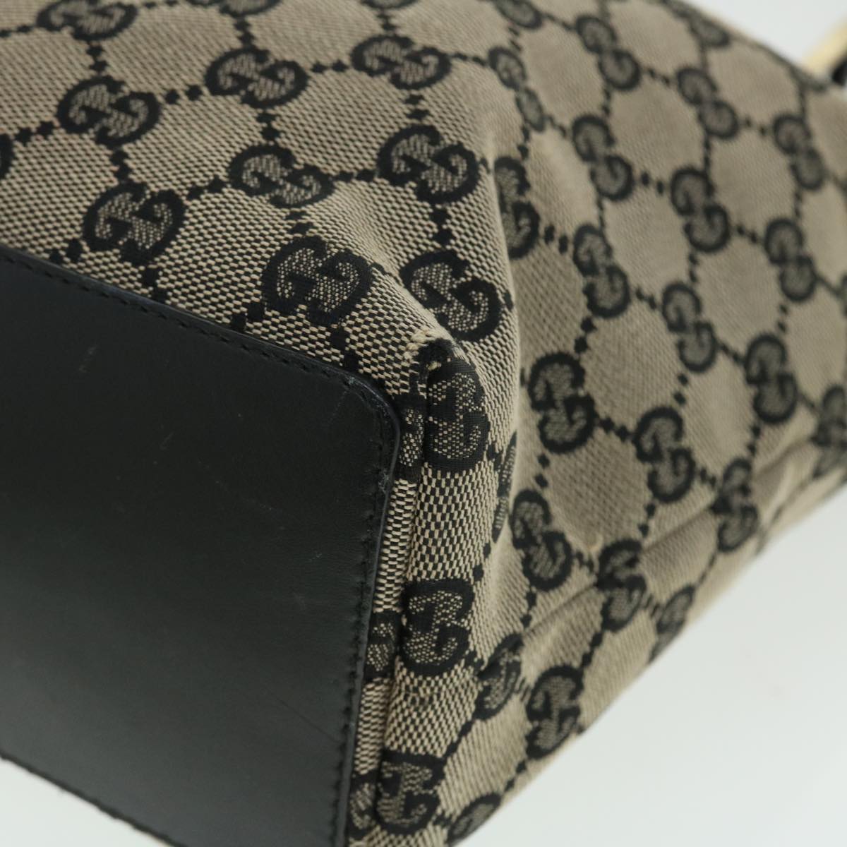 GUCCI GG Canvas Tote Bag Beige Black 002 1099 2404 ac2129