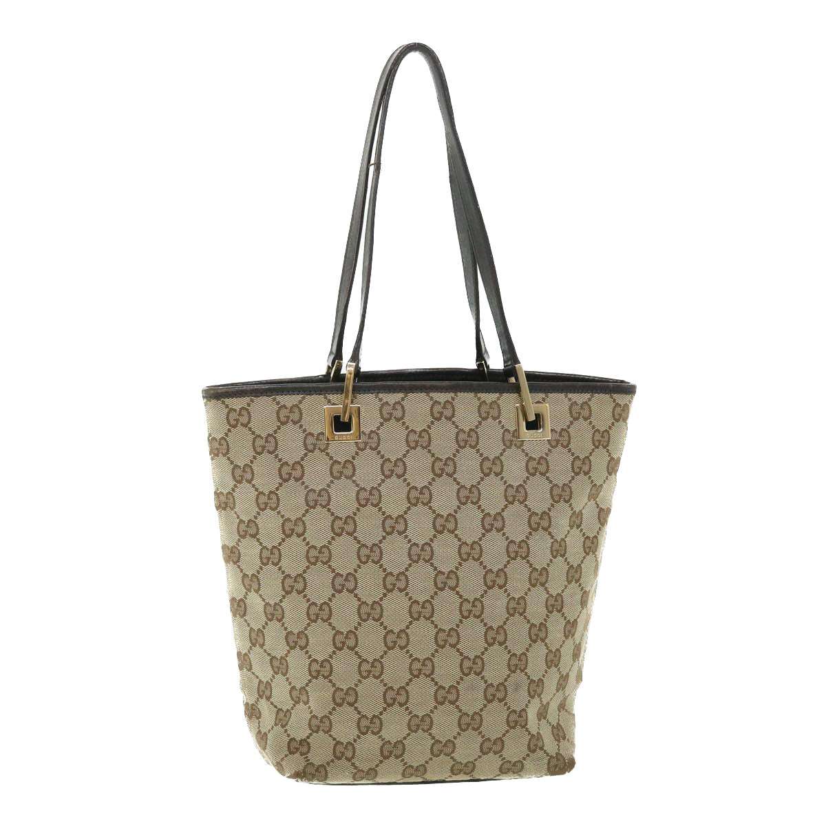 GUCCI GG Canvas Tote Bag Beige Dark Brown 002214 ac2134